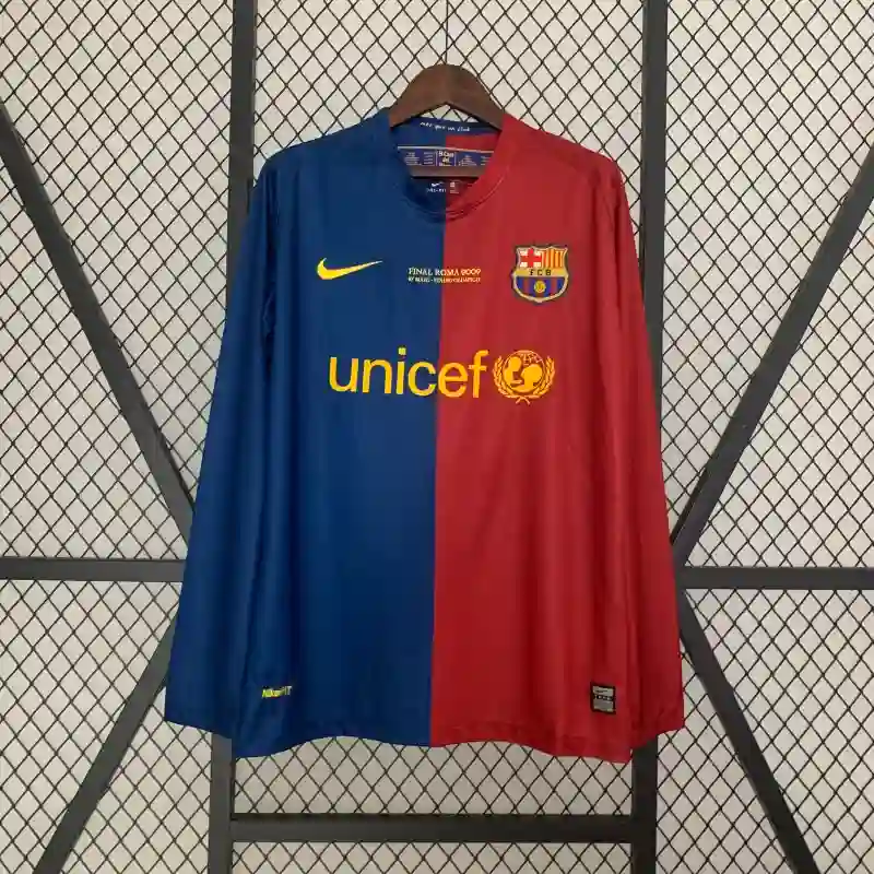 2008-2009 長袖バルセロナUEFAチャンピオンズリーグ レトロユニフォーム