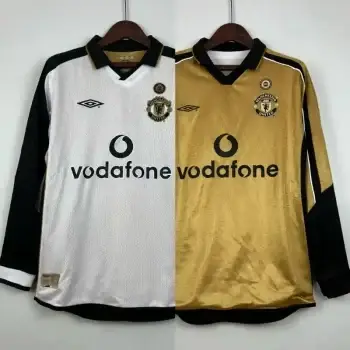 2001-2002年 マンチェスター・ユナイテッド 100周年記念 長袖サッカーレトロユニフォーム