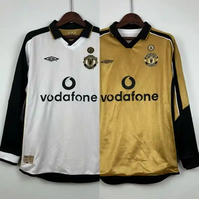 2001-2002年 マンチェスター・ユナイテッド 100周年記念 長袖サッカーレトロユニフォーム