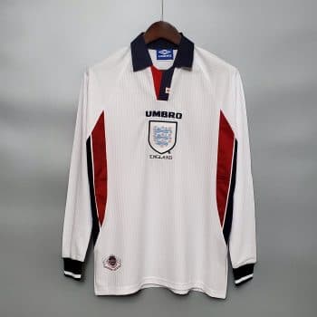 1998 イングランド代表 長袖 レトロ ホーム サッカー ユニフォーム